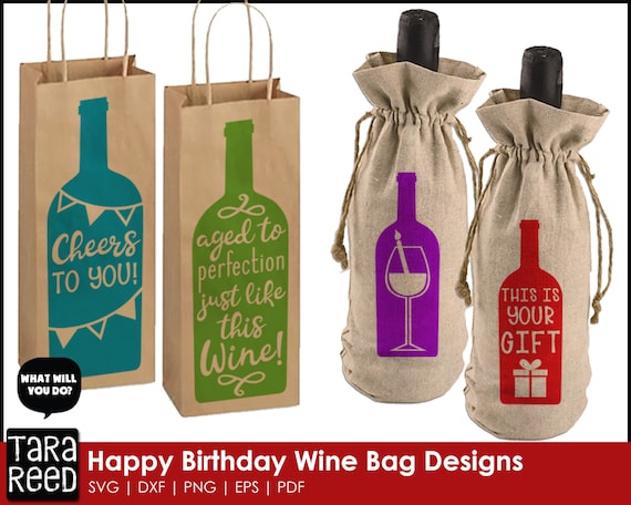 Happy Birthday Wine Bags Birthday SVG and Cut Files for Crafters Etsy UK