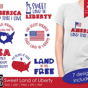 Sweet Land of Liberty - SVG patriótico e arquivos cortados para artesãos