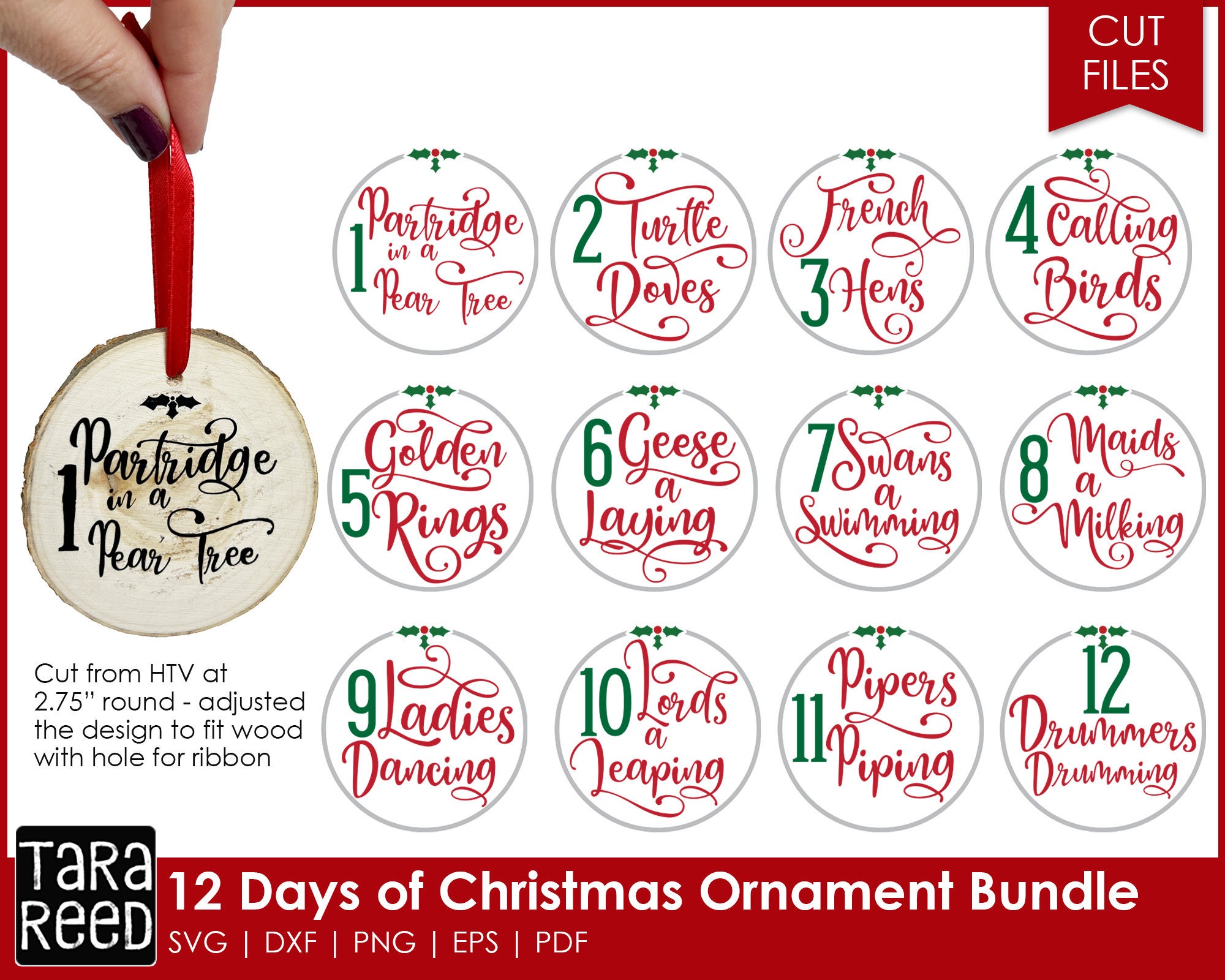 12 Days of Christmas Printable Gift Tags Twelve Days of Christmas