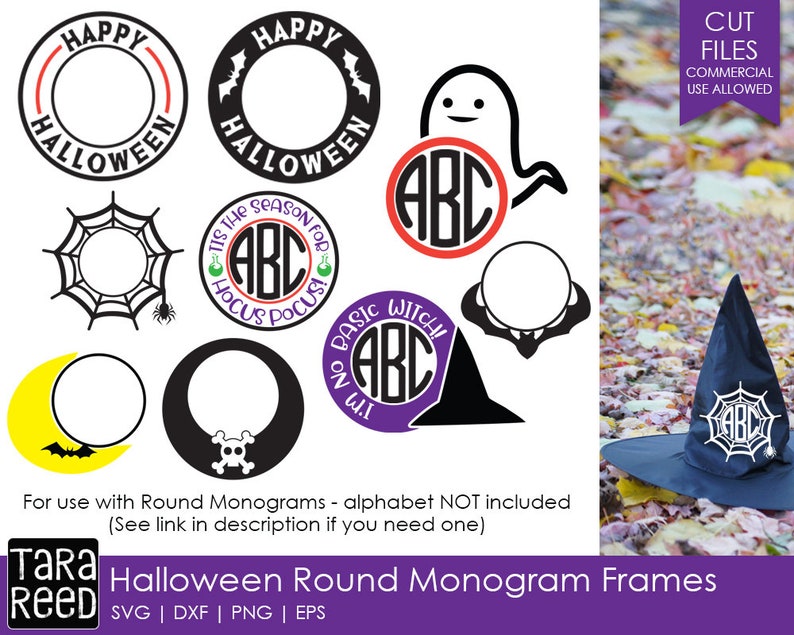 Download Halloween Round Monogram Frames Halloween SVG and Cut ...