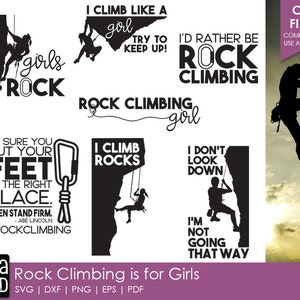 La escalada en roca es para chicas: archivos SVG y de corte de escalada en roca para artesanos