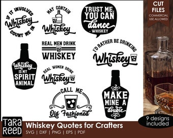 Pacchetto SVG di citazioni sul whisky: detti divertenti sul whisky (download digitale)