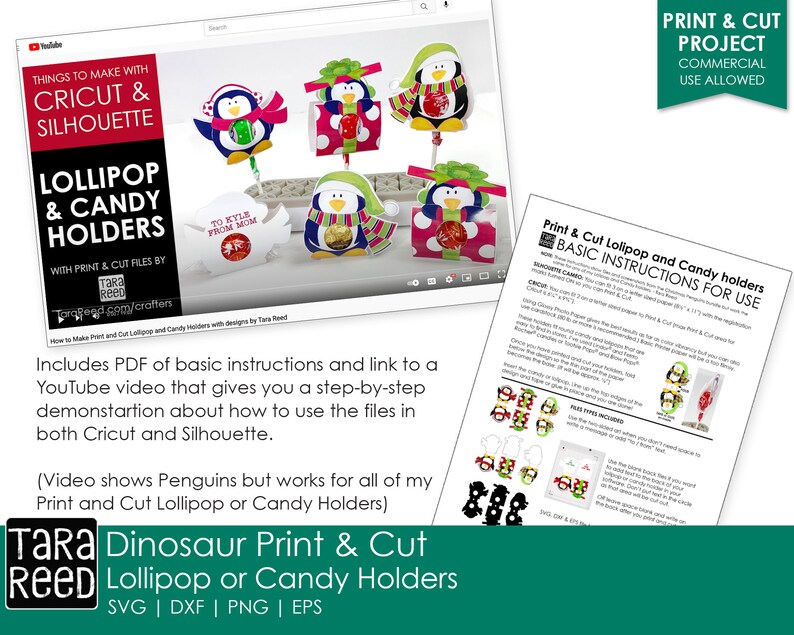 Dinosaur Print Then Cut Lollipop and Candy Holders for Cricut Etsy
