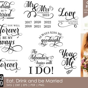 Eat, Drink and be Married - Hochzeit SVG und Cut Files für Handwerker