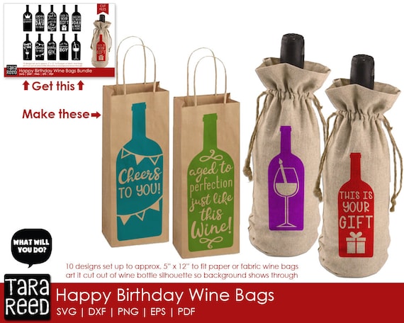 Download Happy Birthday Wine Bags Birthday Svg And Cut Files For Etsy
