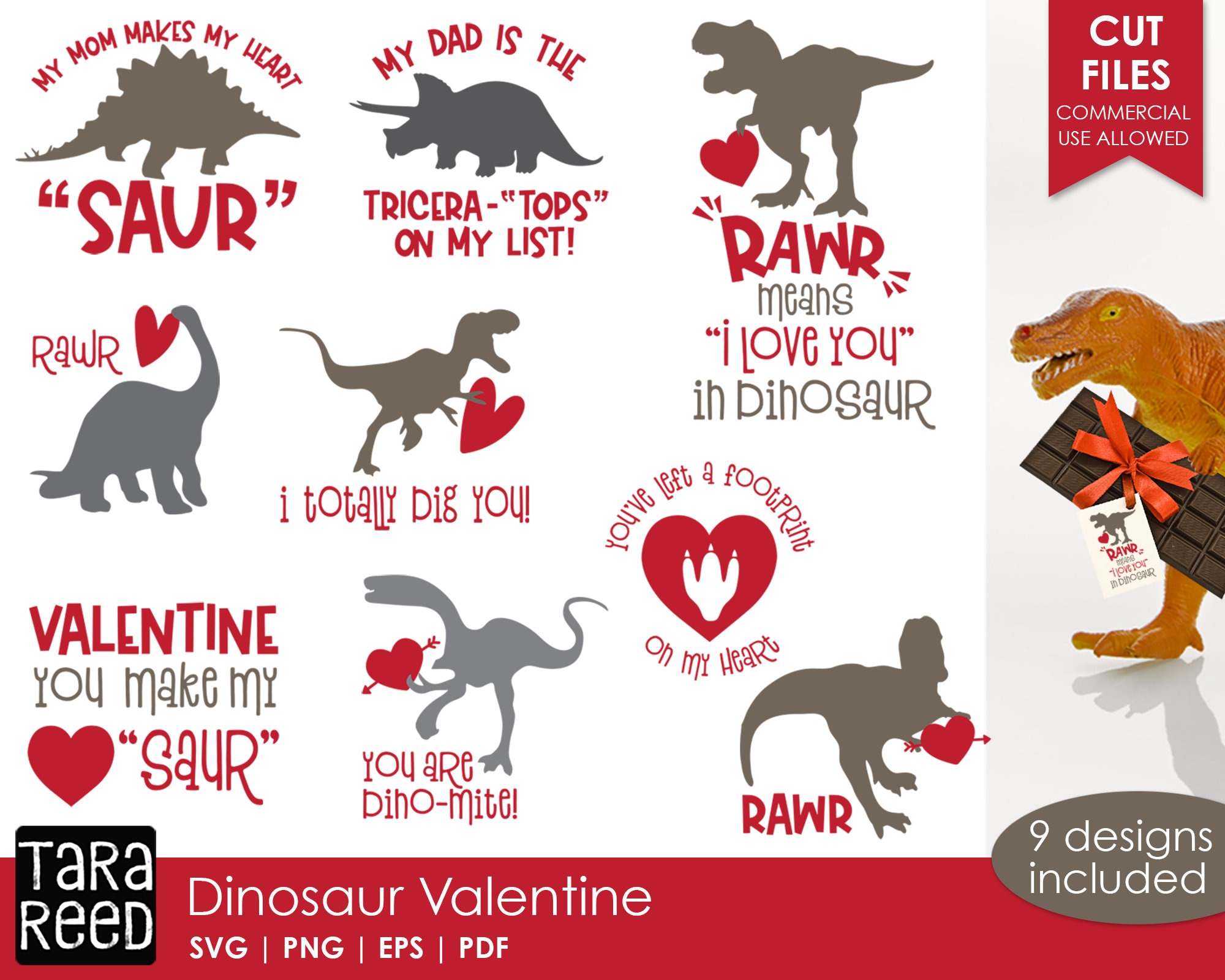Dinosaur Valentine Valentines Day SVG and Cut Files for - Etsy