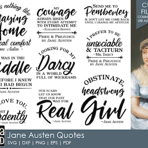 Citas de Jane Austen: archivos SVG y de corte para artesanos