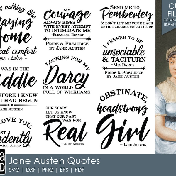 Jane Austen Quotes - SVG and Cut Files for Crafters