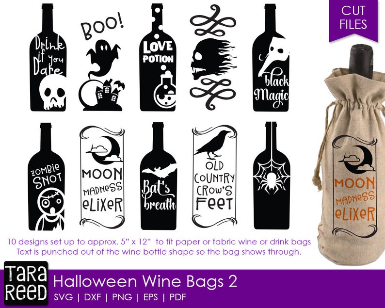 Download Halloween Wine Bags SVG and Cut Files for Crafters | Etsy