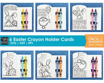 6 Easter Print and Cut Coloring Cards for Cricut and Silhouette