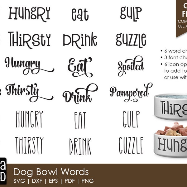 Dog Bowl Words - Dog SVG and Cut Files for Crafters