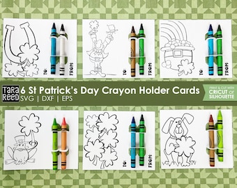 6 tarjetas para colorear para imprimir y cortar del Día de San Patricio para Cricut y Silhouette