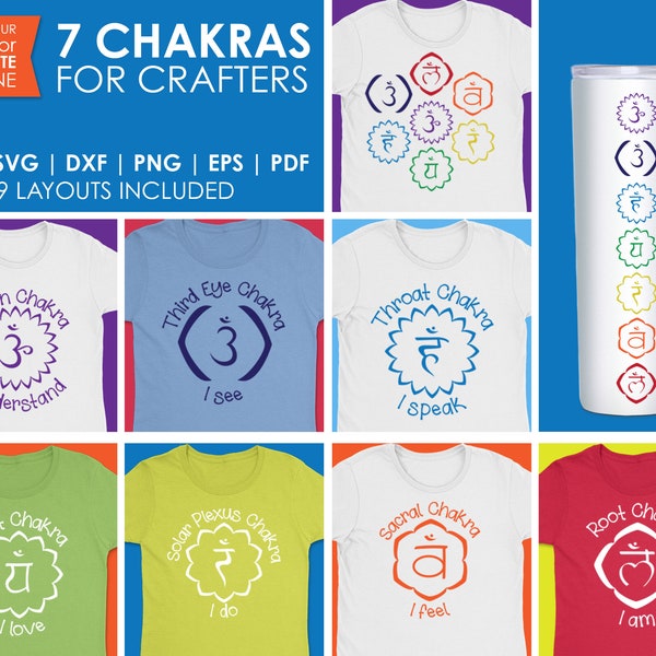 Chakra Symbols and Chakra Mantras - Chakra SVG and Cut Files for Crafters