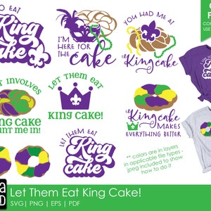 Deixe-os comer bolo rei - Mardi Gras SVG e arquivos cortados para artesãos