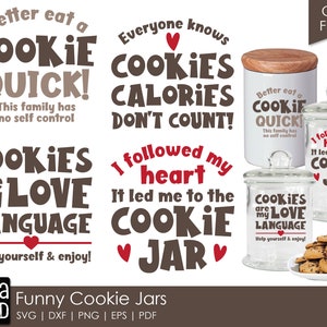 Tarros de galletas divertidos: archivos SVG y de corte para la cocina para artesanos