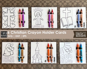 6 tarjetas cristianas para imprimir y luego cortar para colorear en Cricut y Silhouette