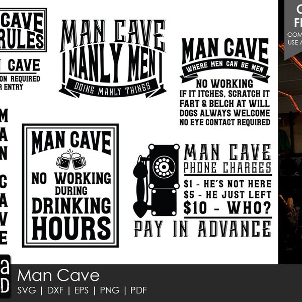 Man Cave SVG and Cut Files for Crafters