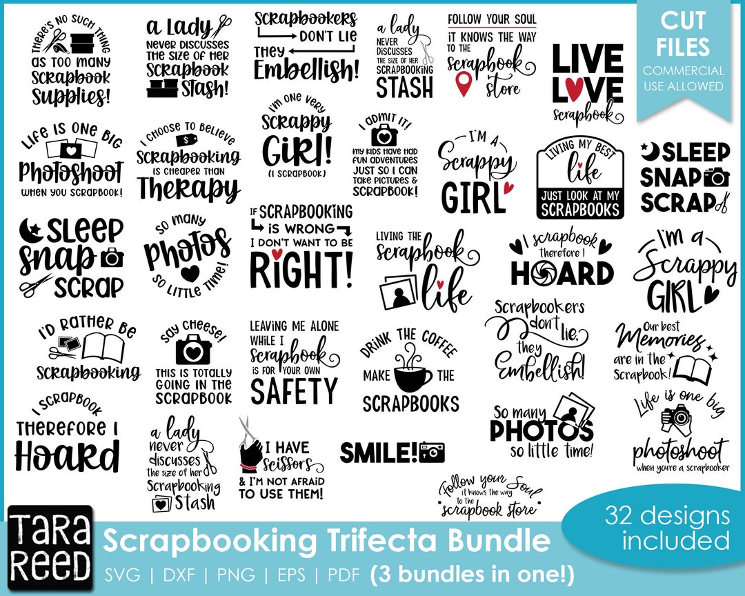 Mega Bundle of Scrapbooking Quotes for Crafters Scrapbooking Shirts Scrapbook SVG Files for