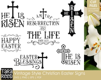 Letreros cristianos de Pascua antiguos: archivos SVG y de corte de Pascua para artesanos