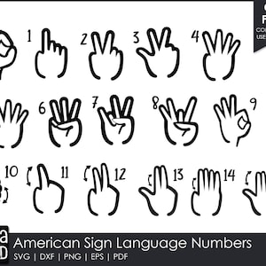 Sign Language Numbers - American Sign Language SVG and Cut Files for Crafters