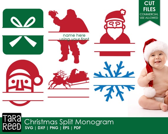 Download Christmas Split Monogram Christmas Svg And Cut Files For Etsy