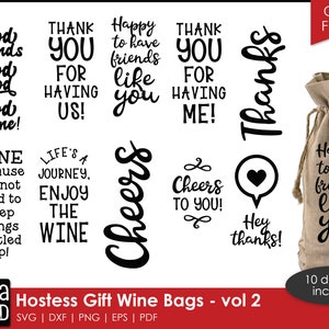 Hostess Gift Wine Bags - volume 2 - Hostess Gift SVG and Cut Files for Crafters
