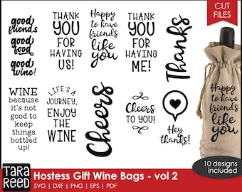 Hostess Gift Wine Bag SVG – 10 Craft Designs (Digital Download)
