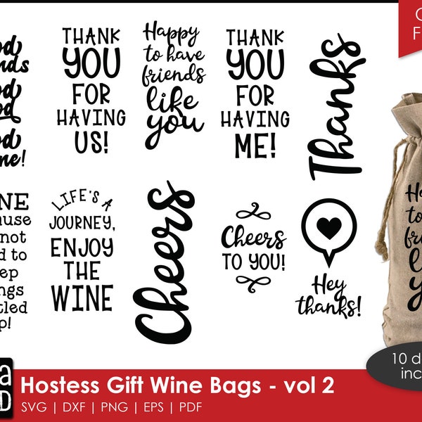 Sacs à vin cadeau hôtesse - volume 2 - fichiers SVG et coupe pour les artisans cadeau hôtesse