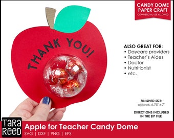 Cúpula de caramelo de manzana para agradecer a los maestros SVG/Manualidad de papel (Descarga digital)