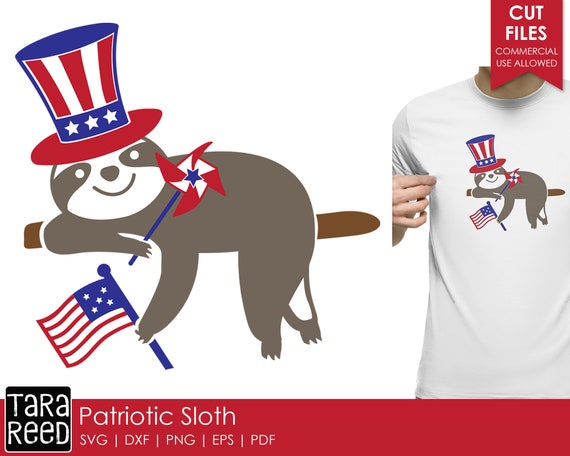 Download Patriotic Sloth 4th Of July Svg And Cut Files For Crafters Etsy