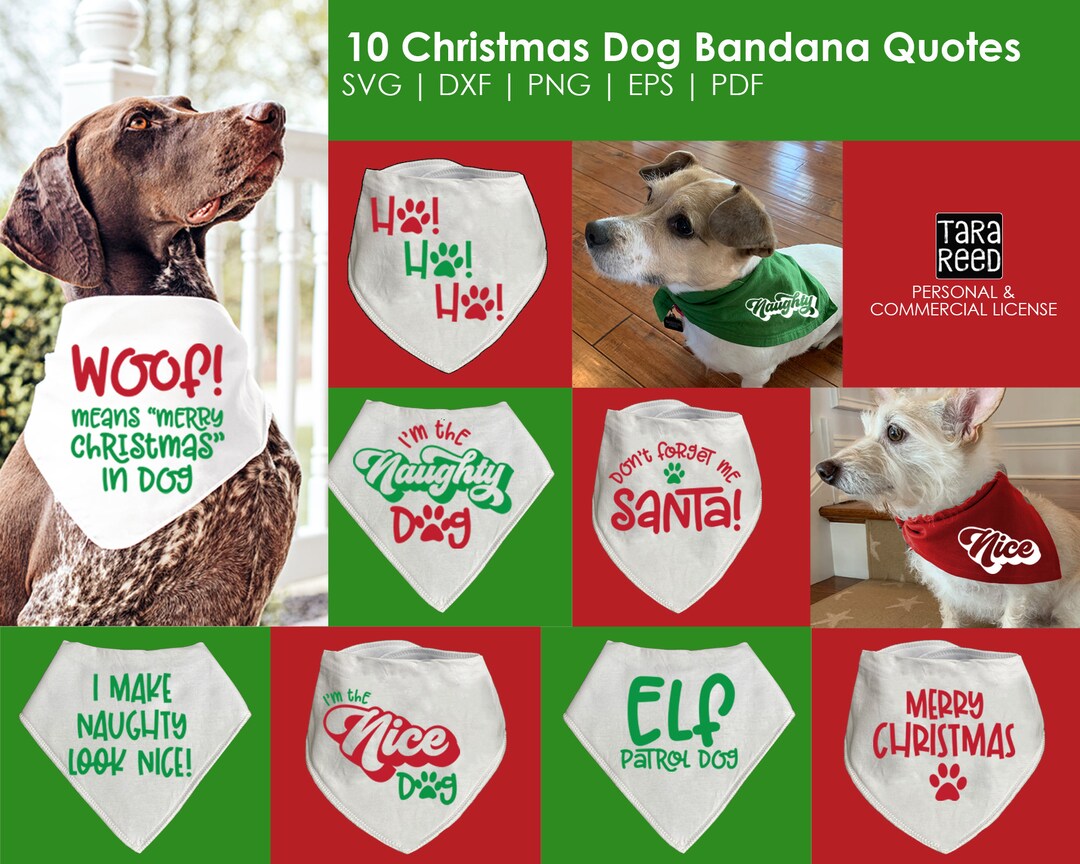 20 Dog Bandana Sayings + Clipart: Christmas, Everyday - Free