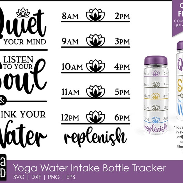 Yoga Water Bottle Tracker - Yoga SVG and Cut Files for Crafters