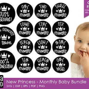 Bebé de la nueva princesa del mes: archivos SVG y de corte para manualidades
