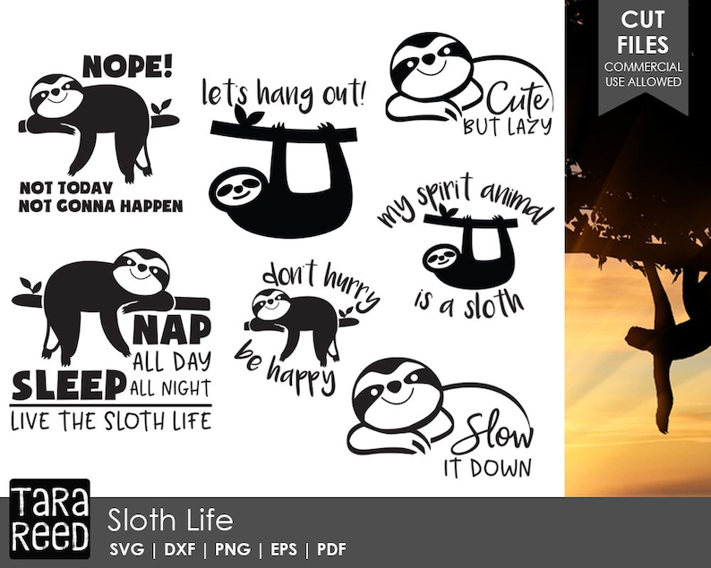 Download Sloth Life Sloth SVG and Cut Files for Crafters | Etsy