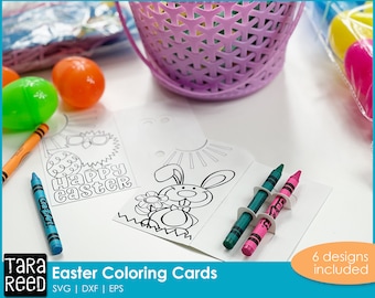 6 Easter Print and Cut Coloring Cards for Cricut and Silhouette