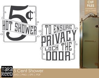 5 Cent Shower - Bathroom SVG and Cut Files for Crafters