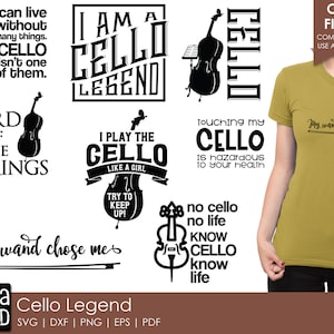 Violoncelle Legend - musique SVG et fichiers coupés pour les artisans