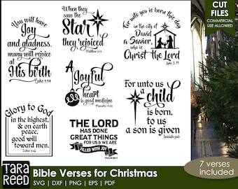 Paquete SVG de versículos bíblicos navideños: Belén, decoración navideña (archivos digitales)