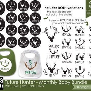 Future Hunter - Paquete de manualidades y SVG con hitos para bebés