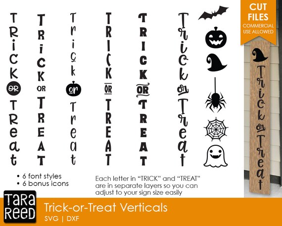 Download Trick Or Treat Vertical Signs Halloween Svg Files For Etsy