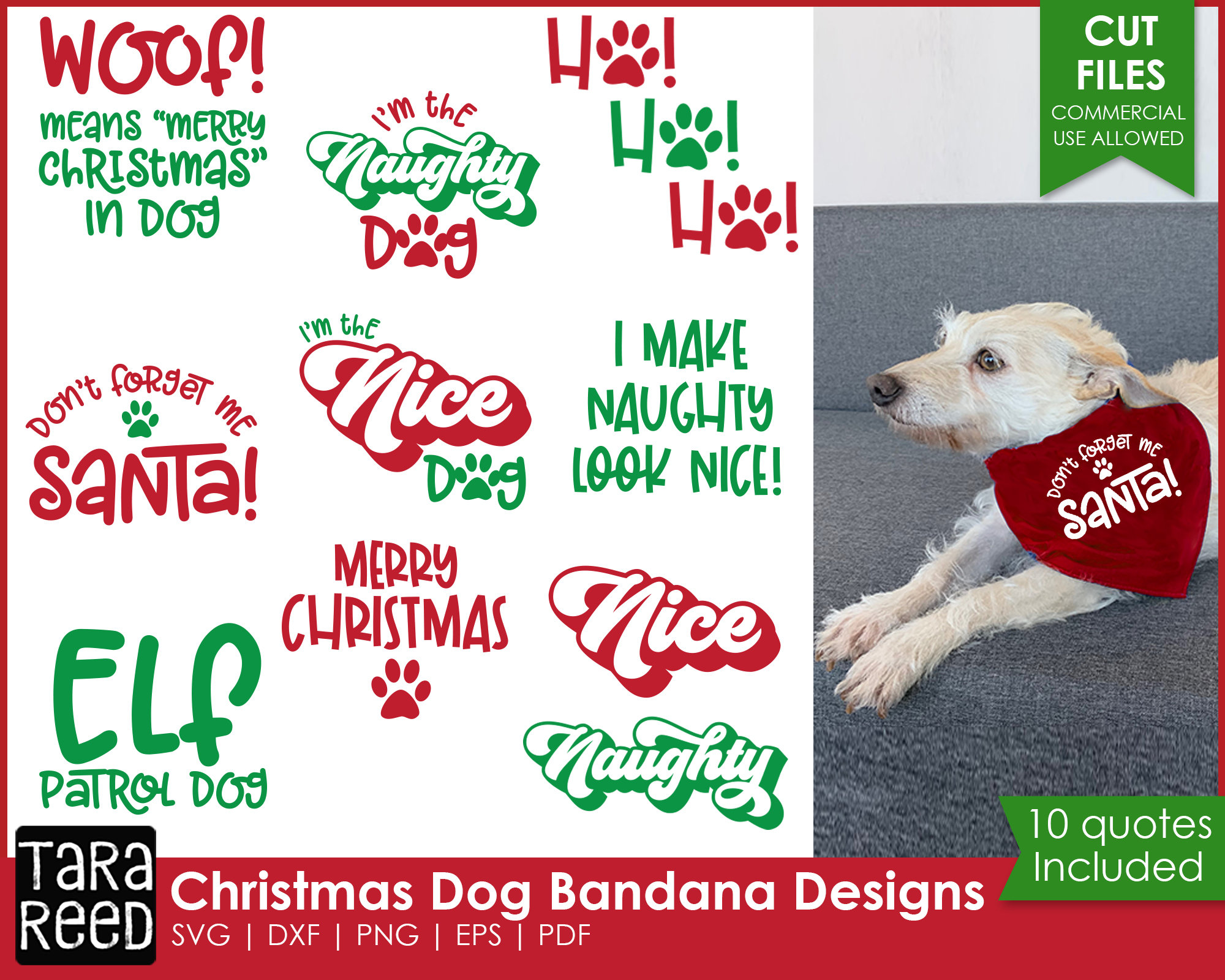 Holiday Dog Bandana Quotes Dog SVG and Cut Files for -  Israel