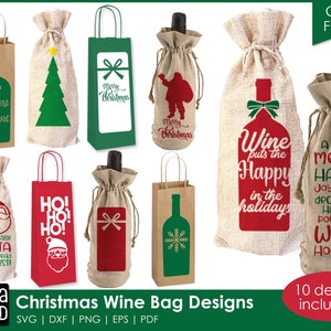Christmas Wine Bags - Christmas SVG and Cut Files for Crafters