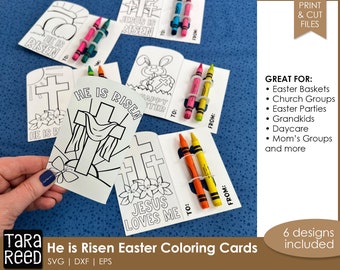 6 Religious Easter Print then Cut Coloring Cards for Cricut and Silhouette