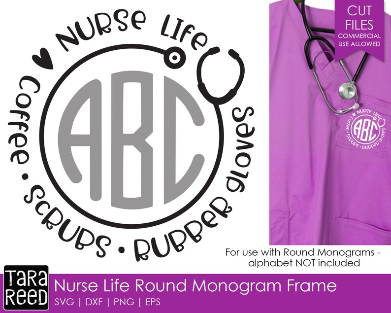 Download Nurse Life Round Monogram Frame Nursing SVG and Cut Files ...