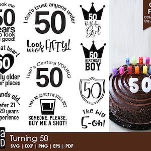 Turning 50 - Birthday SVG and Cut Files for Crafters