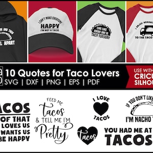 Citations tacos et couper des fichiers pour les artisans - fichiers SVG tacos pour Cricut
