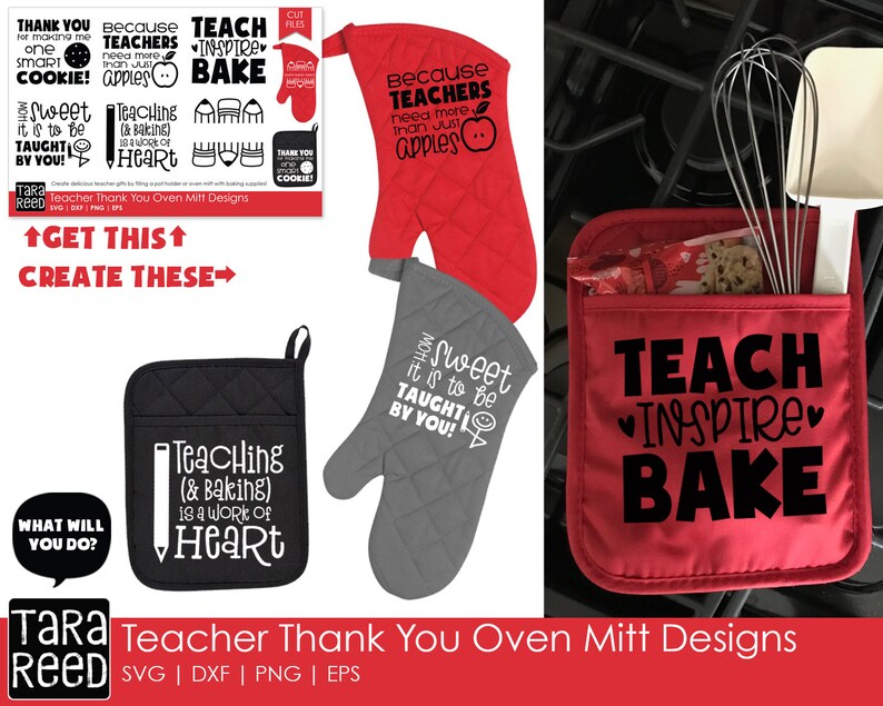 Download Teacher Thank You Oven Mitt Designs Teacher SVG and Cut | Etsy
