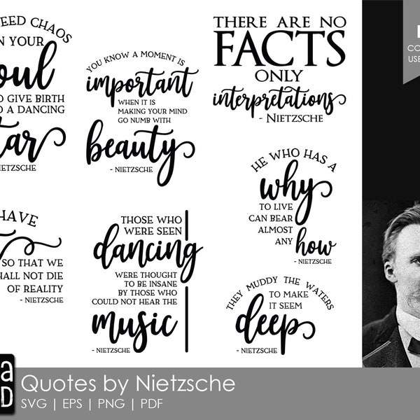 Friedrich Nietzsche Quotes - SVG and Cut Files for Crafters