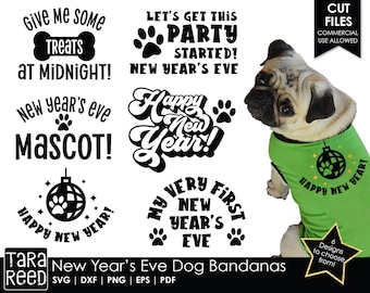 New Year's Eve Dog Bandanas - New Year's Eve SVG and Cut Files for Crafters