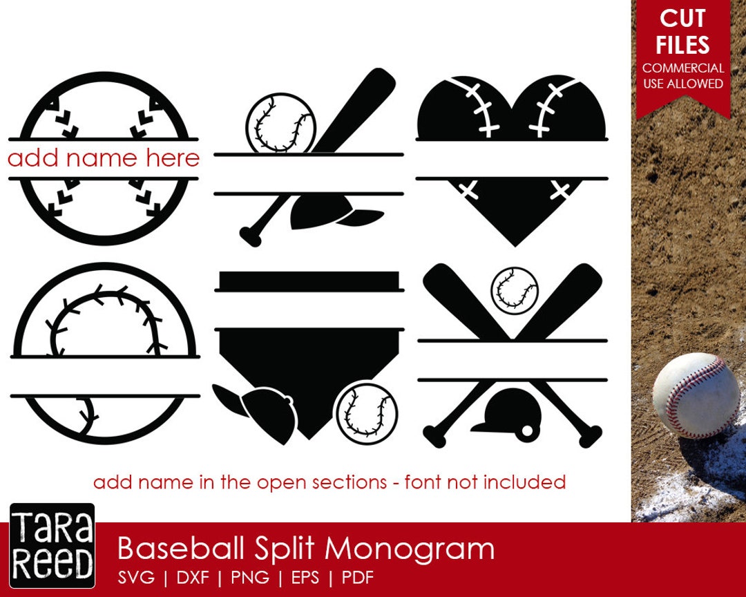 Baseball Split Monogram Svg / Baseball Svg / Split Monogram